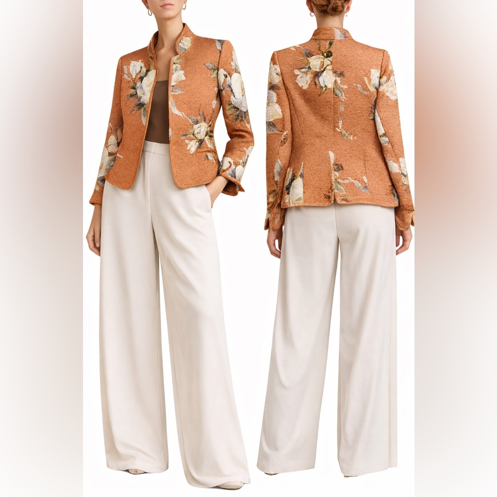 Ellen Tracy Floral Textured Blazer size 10